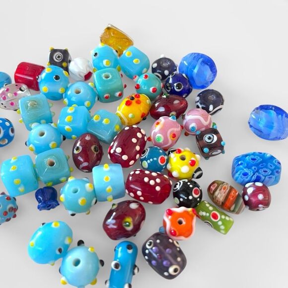Lampwork Bumpy Glass Beads Lot - Picture 2 of 3